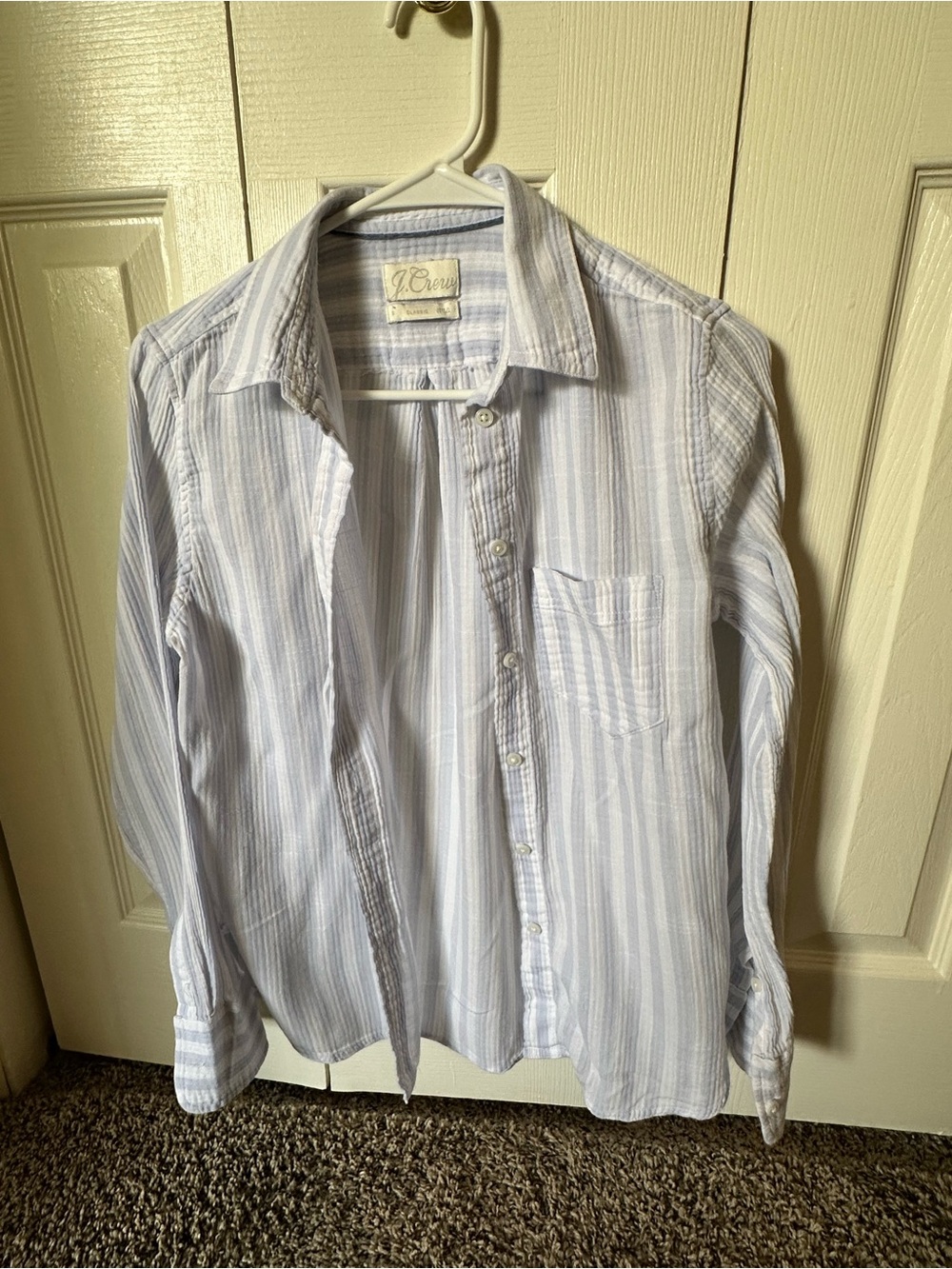 J.Crew Classic Blue & White Striped Long Sleeve Button-Down Shirt, Size Small